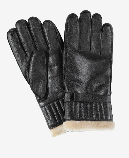 Barbour Mens Leather Utility Gloves in Black