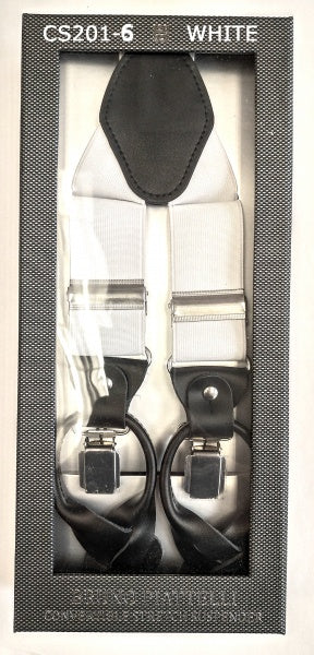 Bruno Piatelli Adjustable Convertable Suspenders in Solid White