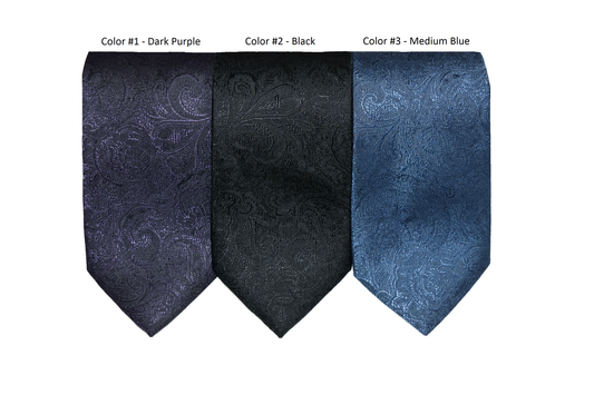 Jon Randall Tonal Paisley Silk Wedding Tie in Medium Blue-Regular Length