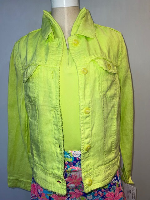 Womens Lulu B Lime Green Linen Jacket-KLI