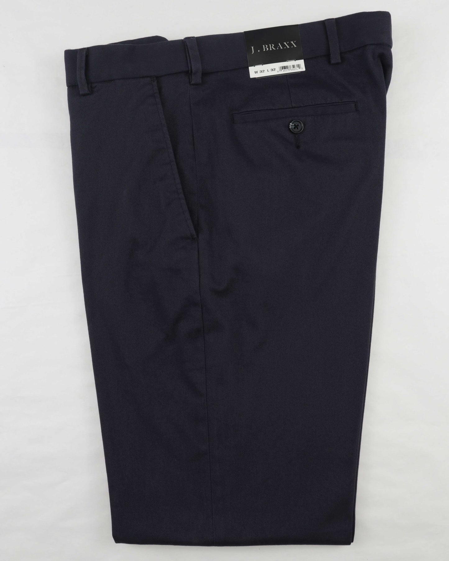 J. Braxx Josh Flat Front No Iron Cotton Pants in Navy