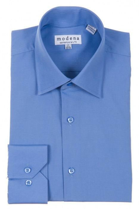Modena Contemporary Fit Regular Cuff Wedding Shirt in Cadet Blue