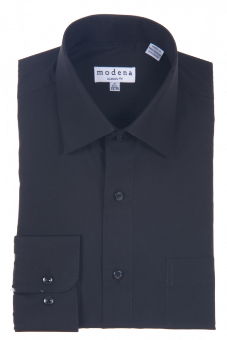 Modena Contemporary Fit Regular Cuff Wedding Shirt in Black-Big & Tall Sizes