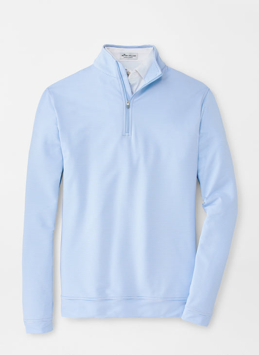 Peter Millar Perth Mini Stripe Terry Stretch Quarter Zip in Cottage Blue/White