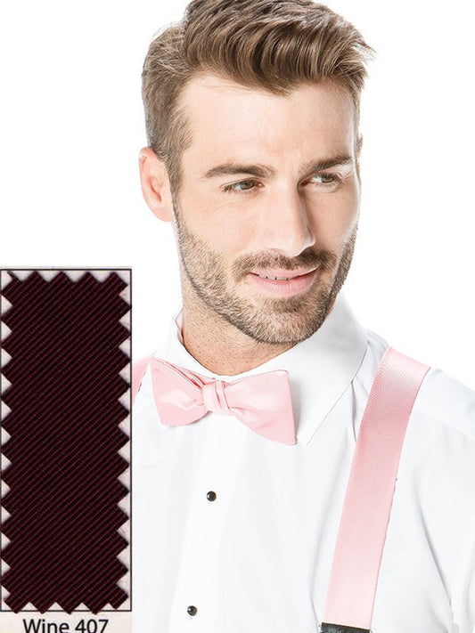 Larr Brio Hand Knotted Bow Tie and Suspender Set in Wine