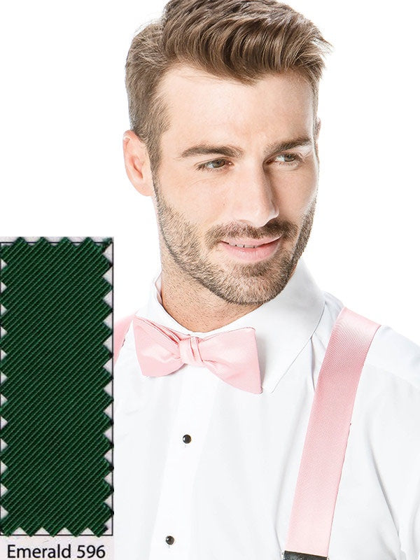 Larr Brio Hand Knotted Bow Tie and Suspender Set in Emerald