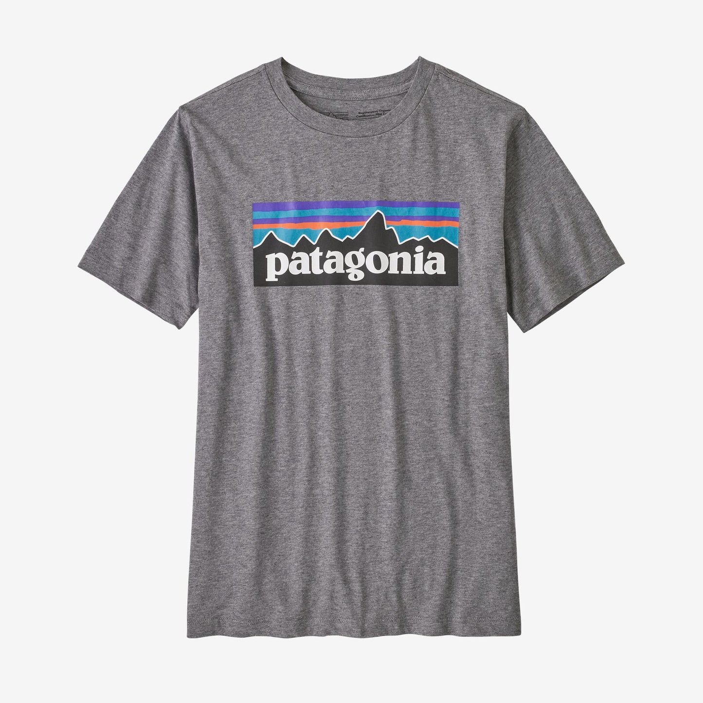 Patagonia Boys Regenerative Organic Logo T in Gravel Heather