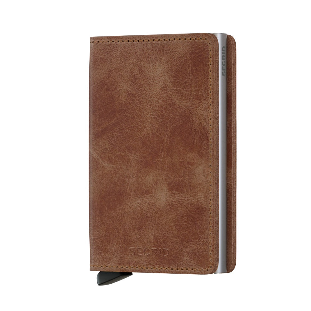 Secrid Vintage Slim Wallet in Cognac/Silver