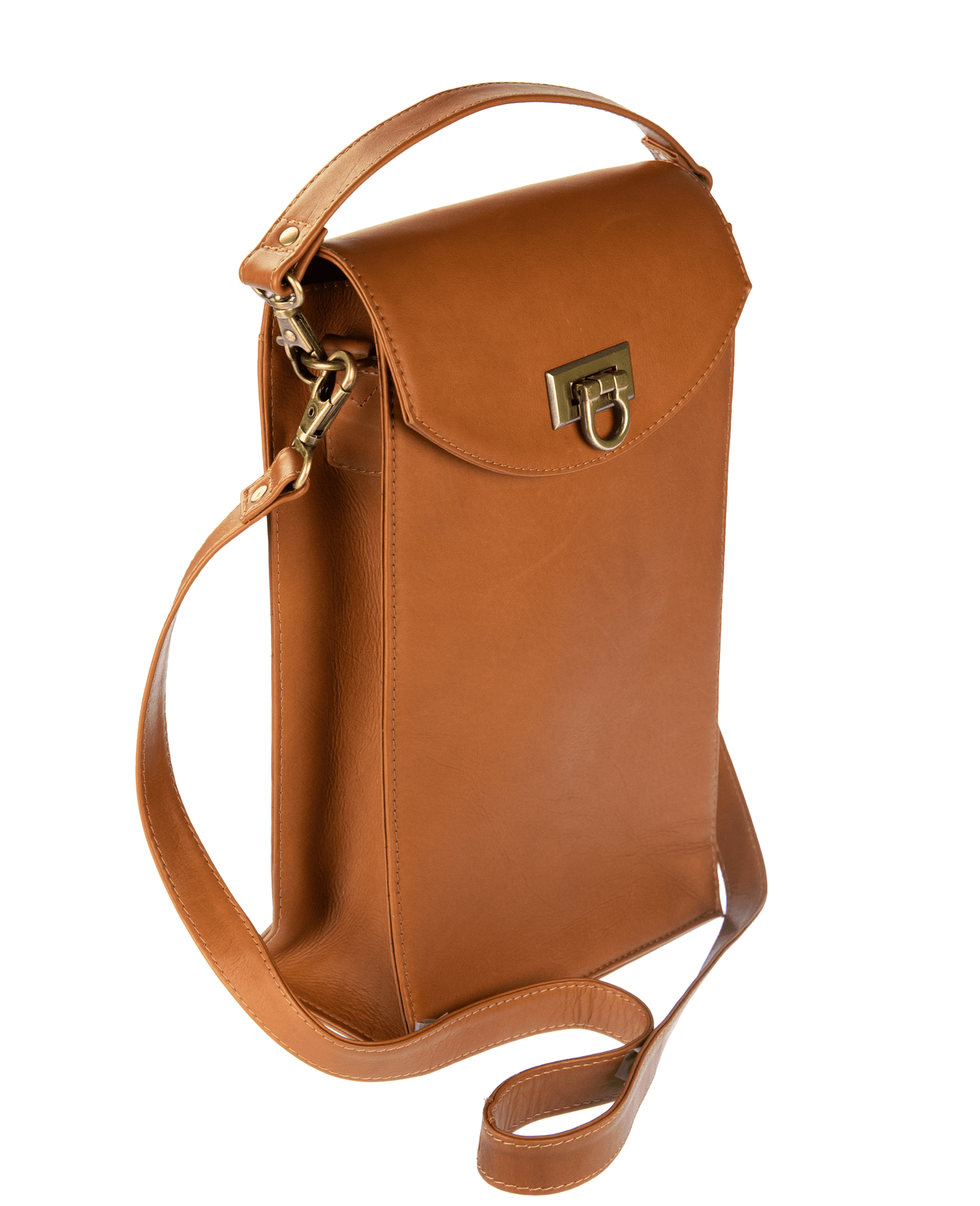 Sarge Vivo Leather 2 Bottle Wine Tote in Saddle Tan