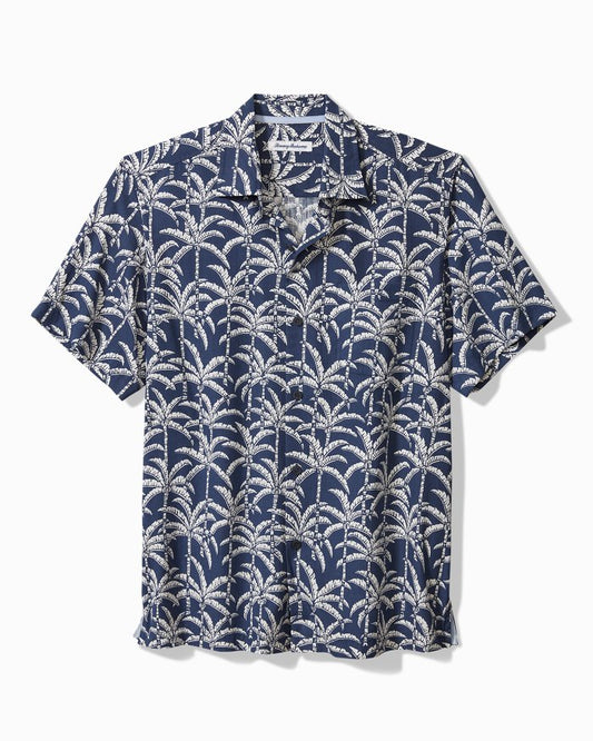 Tommy Bahama Palm Party Islandzone Silk Blend Camp Shirt in Bering Blue