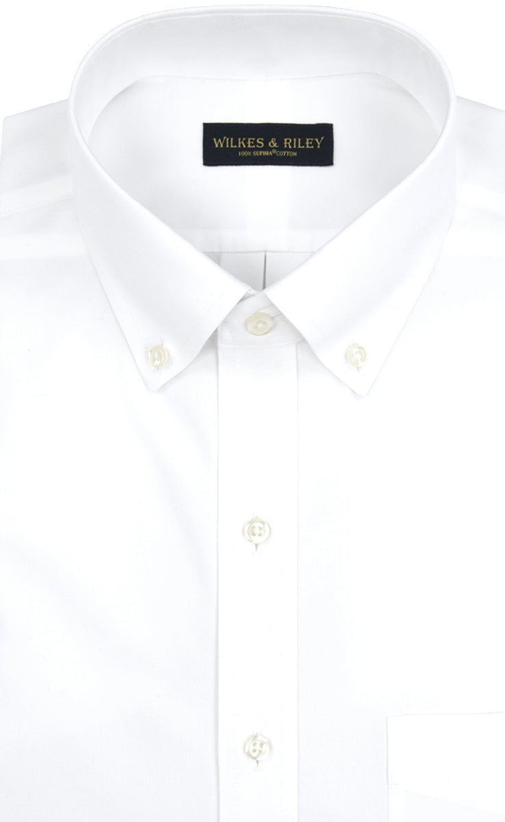 Wilkes & Riley Classic Fit Button-Down Collar All Cotton Non-Iron Pinpoint Oxford Dress Shirt in White
