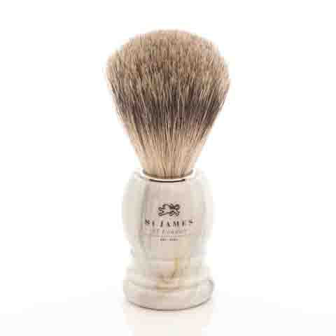 St James Super Badger Shave Brush in Alabaster Marble