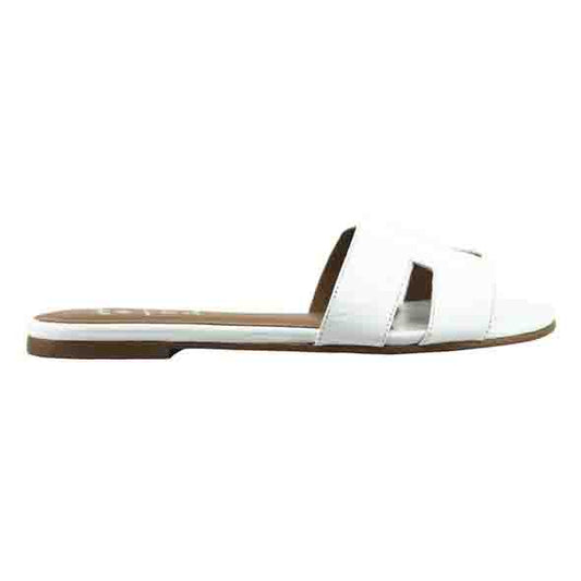 Womens French Sole Alibi Slide Leather Shoe in White