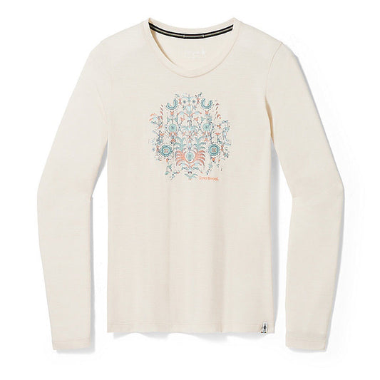 Womens Smartwool Floral Tundra Graphic Long Sleeve Tee in Almond