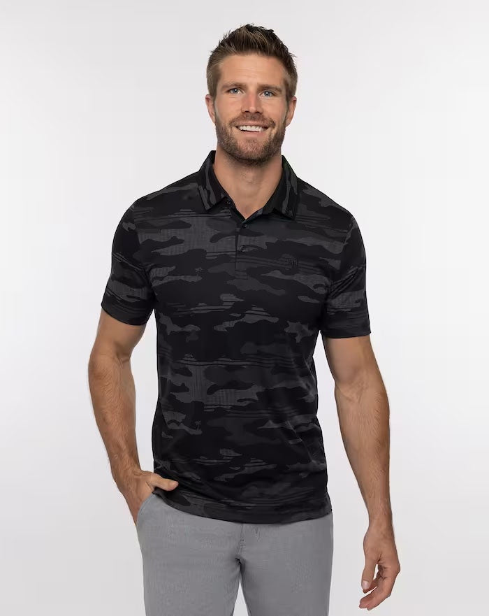 Travis Mathew Beachside Stealth Camo Polo in Black