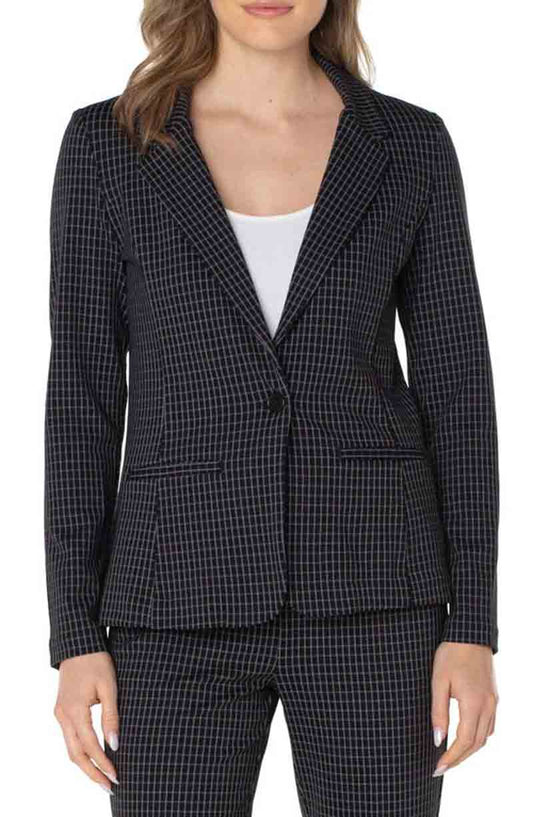 Womens Liverpool Fitted Blazer in Black/White Grid