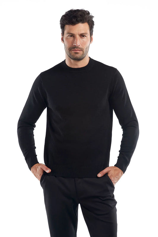 Raffi Alfie Merino Wool Crewneck Sweater in Black