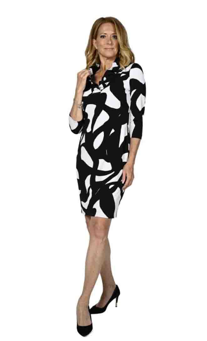 Womens Frank Lyman Abstract Print Dress in Black/White