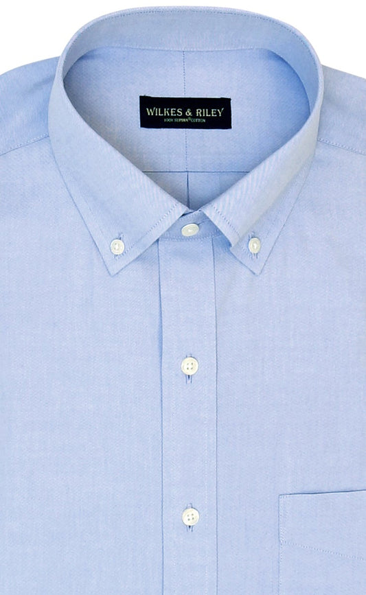 Wilkes & Riley Classic Fit Button-Down Collar Supima® Cotton Non-Iron Pinpoint Oxford Dress Shirt in Blue-Big and Tall Sizes