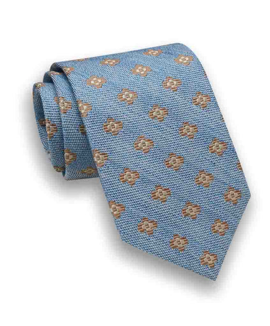 David Donahue Linen Blend Tie in Blue