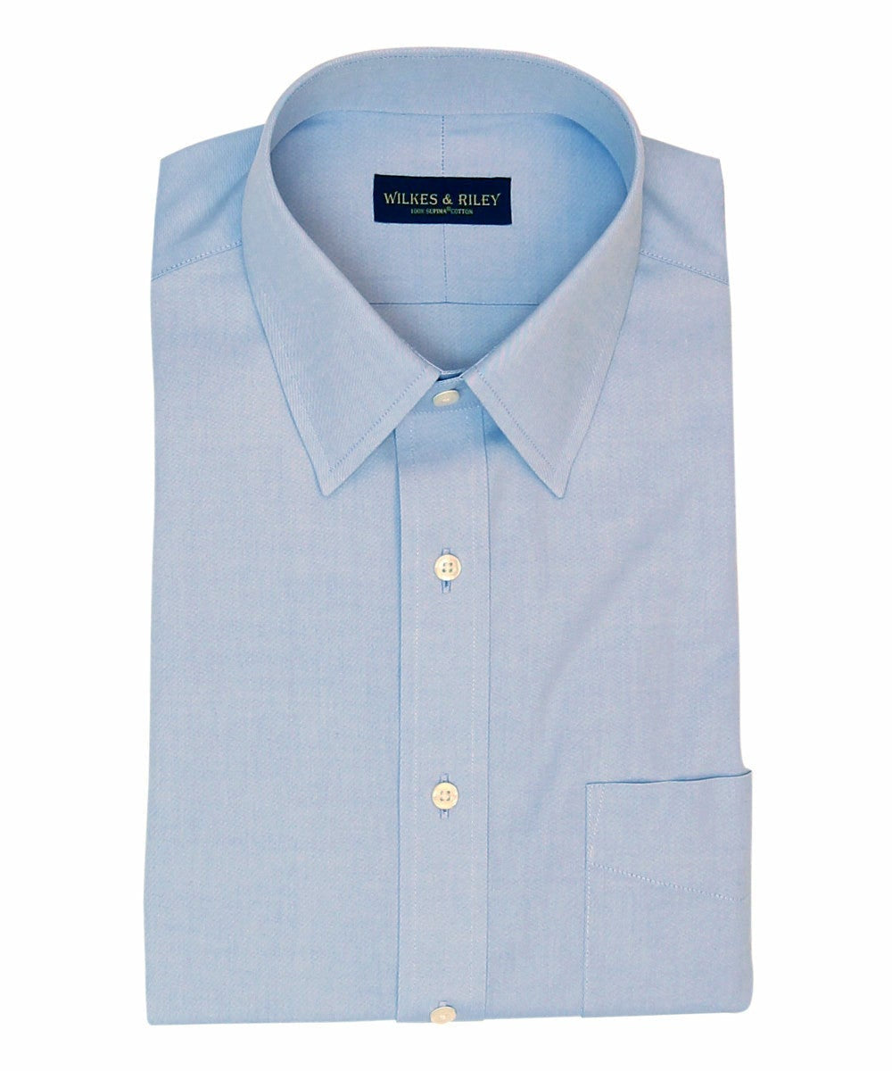 Wilkes & Riley Classic Fit Point Collar Supima® Cotton Non-Iron Pinpoint Oxford Dress Shirt in Blue-Big and Tall Sizes