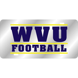 WVU Football Bar License Plate in Silver