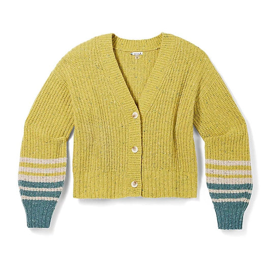 Womens Smartwool Cozy Lodge Cropped Cardigan Sweater in Citron
