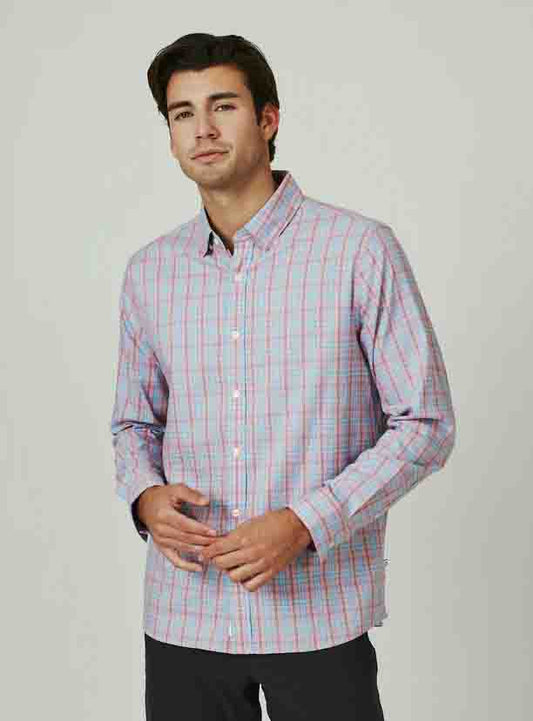 7 Diamonds Assisi Long Sleeve Sport Shirt in Coral