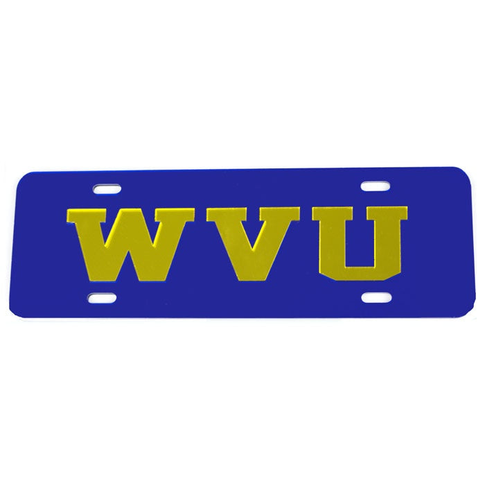 WVU Half Size License Plate in Navy