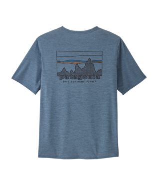 Patagonia Mens Capilene Cool Daily Graphic SS Shirt in '73 Skyline: Utility Blue X-Dye