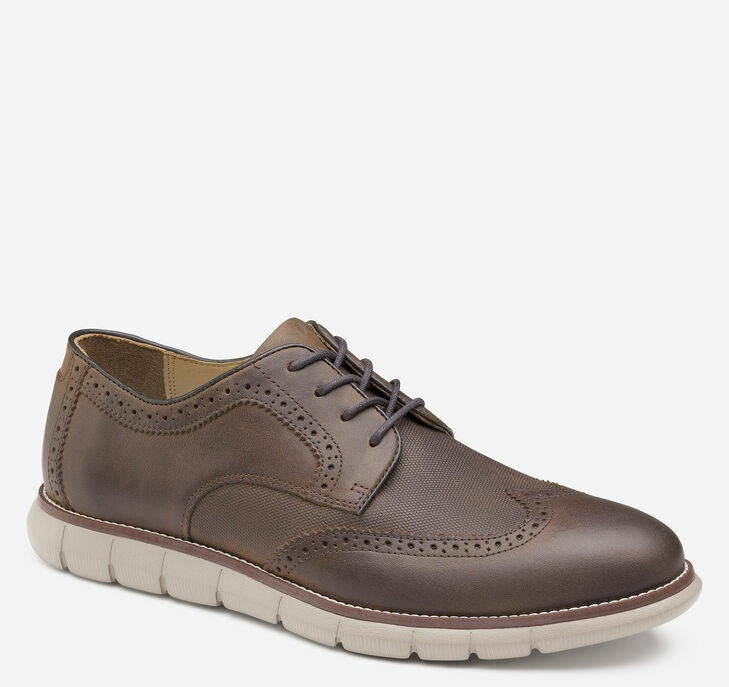 Johnston & Murphy Holden Embossed Wingtip in Brown Oiled Full Grain