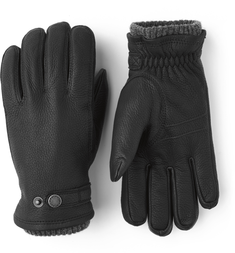 Hestra Mens Elk Utsjo Leather Gloves in Black