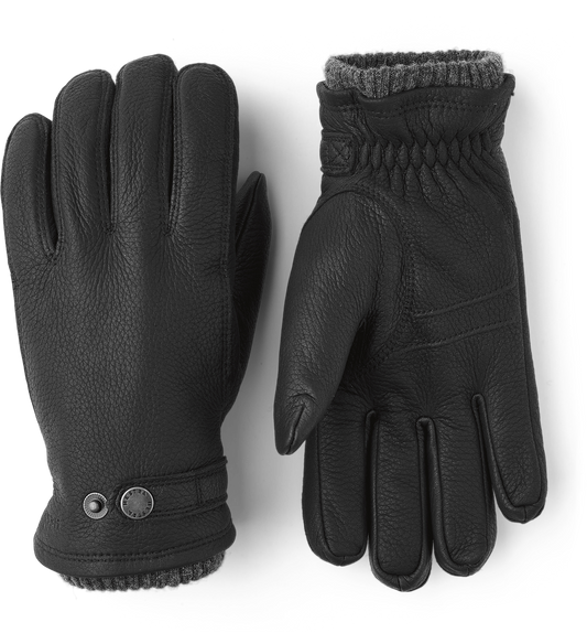 Hestra Mens Elk Utsjo Leather Gloves in Black