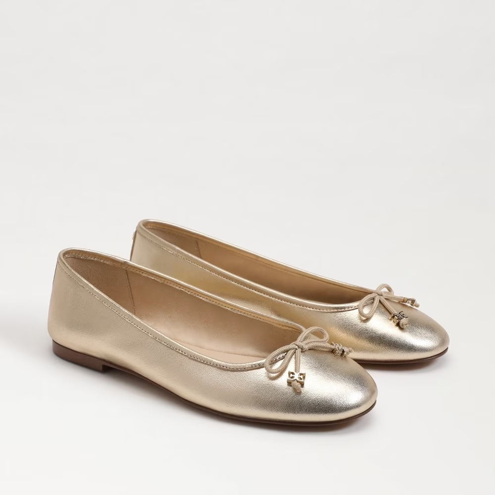Womens Sam Edelman Felicia Luxe Ballet Flat in Gold Leaf Leather