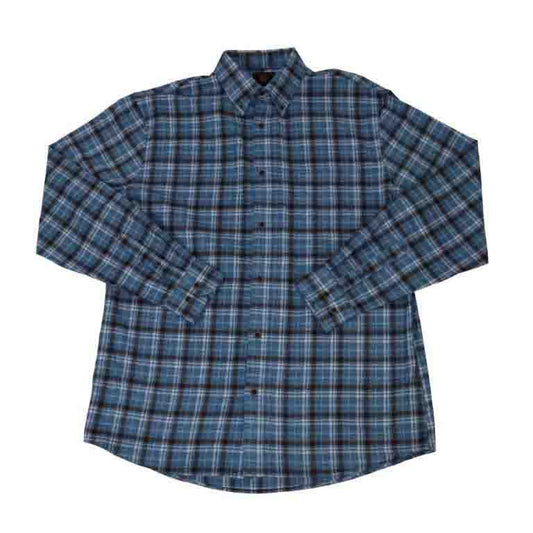 F/X Fusion Cotton Blend Brushed Flannel Sportshirt in Aqua/Brown Plaid