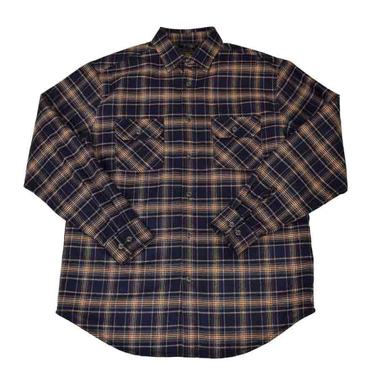 F/X Fusion Point Collar Quilted Sport Shirt in Navy Plaid