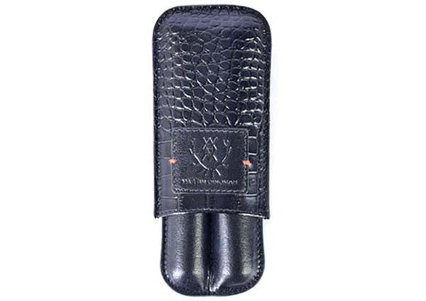 Martin Dingman Havana Alligator-Grain Saddle Leather Cigar Case in Black