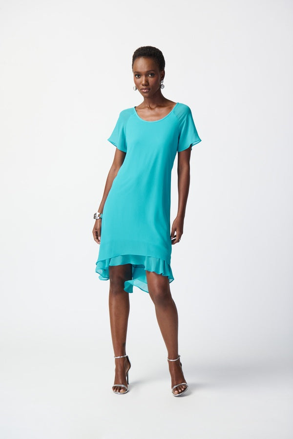 Womens Joseph Ribkoff Ruffle Detail T-Shirt Dress in Seaview