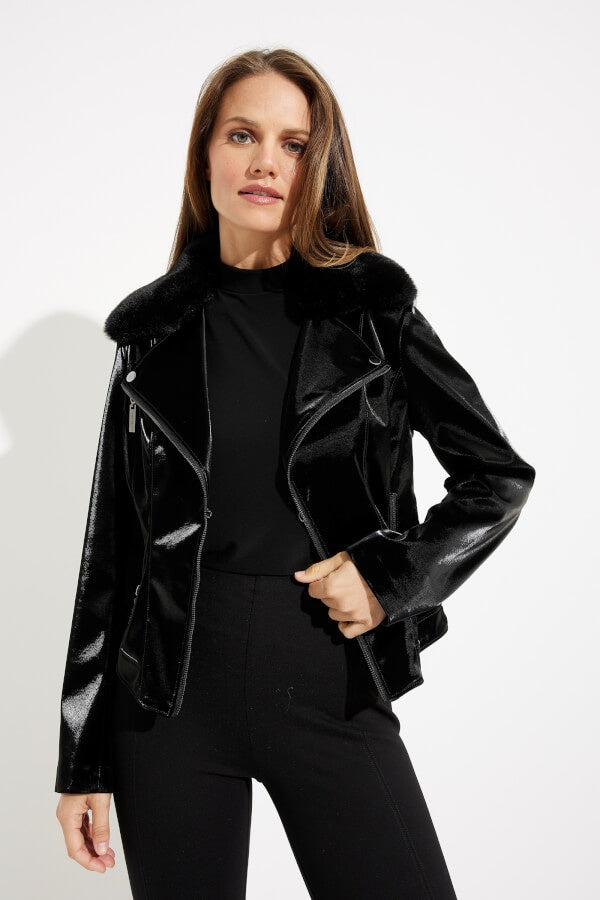 Womens Joseph Ribkoff Faux Fur Accent Jacket in Black