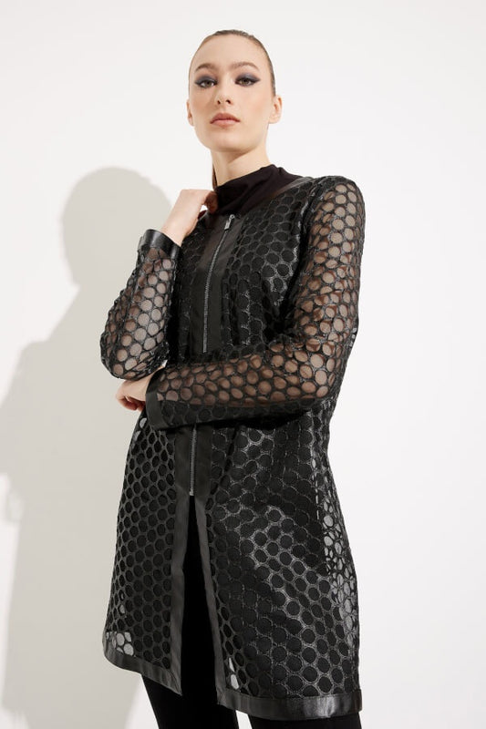 Womens Joseph Ribkoff Faux Leather & Mesh Jacket in Black