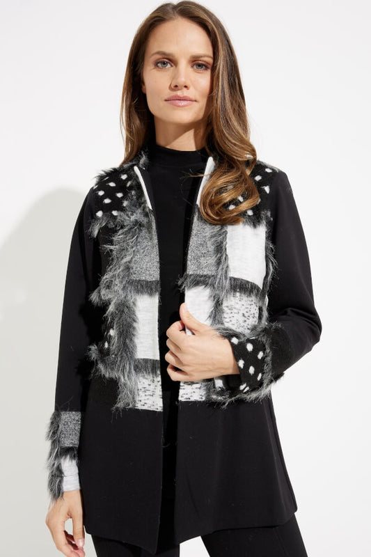 Womens Joseph Ribkoff Faux Fur Coat in Black/Grey