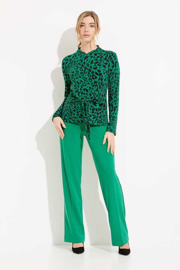 Womens Joseph Ribkoff Leopard Print Top in Black/Green/Multi