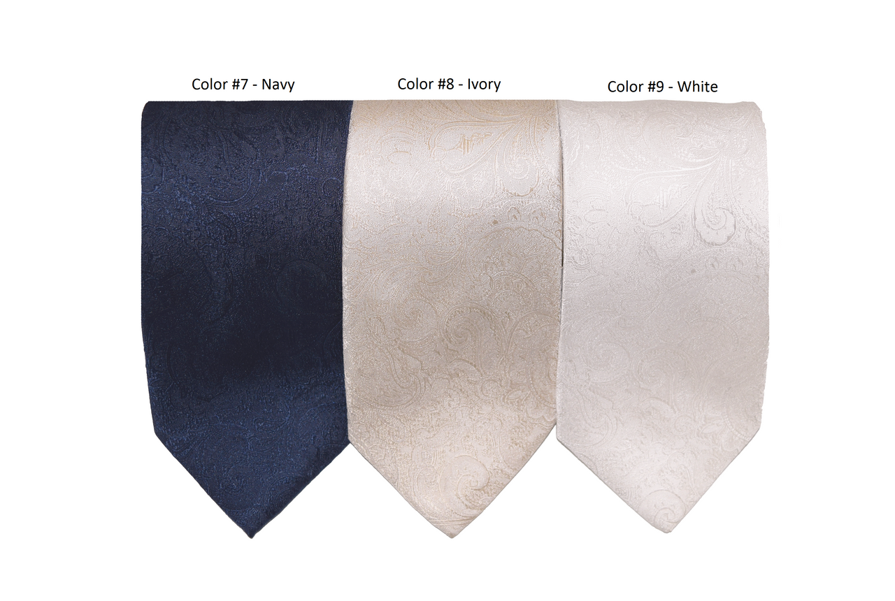 Jon Randall Tonal Paisley Silk Wedding Tie in Ivory-Regular Length