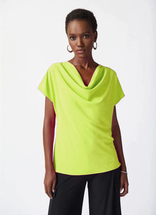 Womens Joseph Ribkoff Cowl Neck Top with Side Slit Detail in Key Lime
