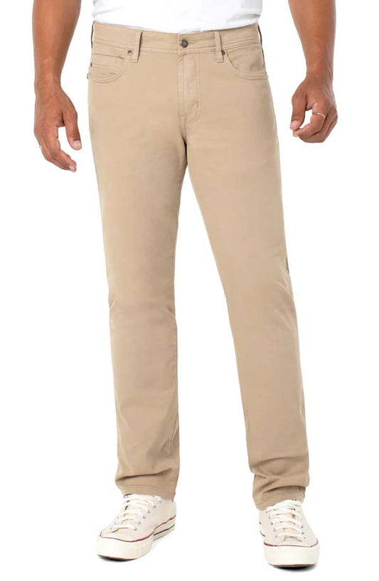 Liverpool Mens Kinston Modern Fit Straight Leg Twill Chino in Khaki