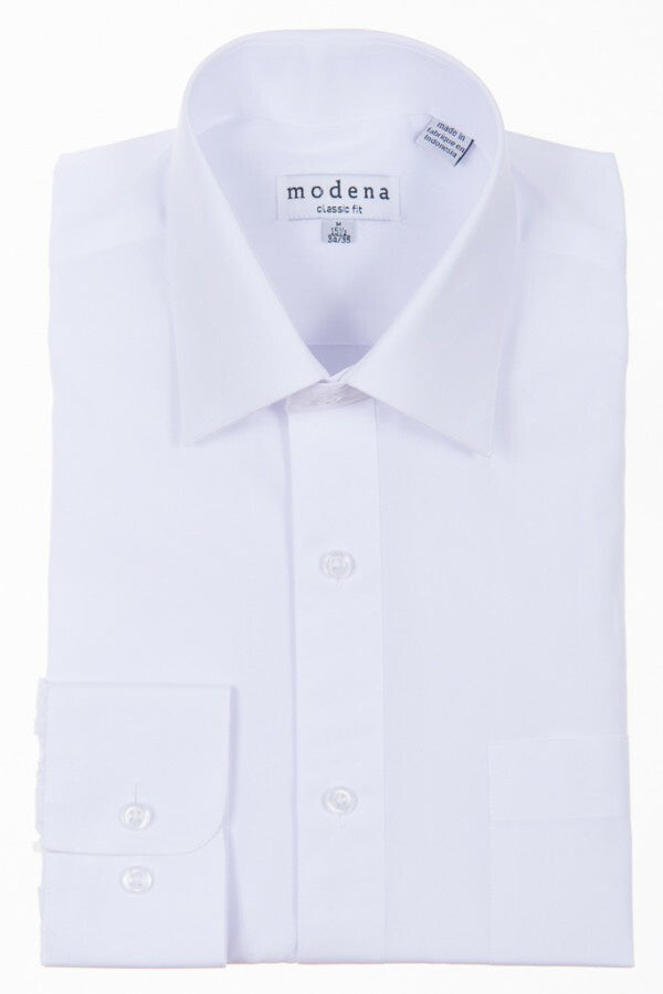 Modena Contemporary Fit Regular Cuff Wedding Shirt in White