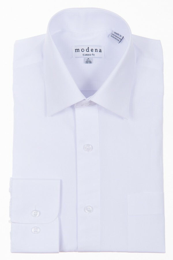 Modena Classic Fit Regular Cuff Wedding Shirt in White-Big & Tall Sizes