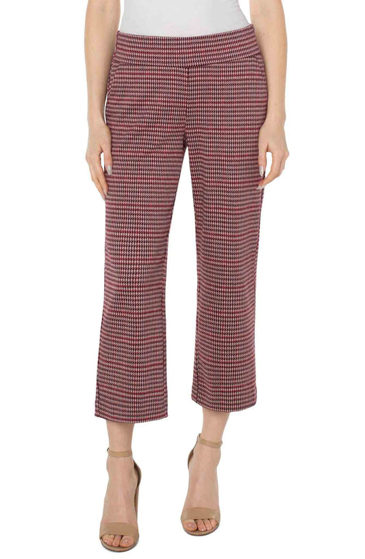 Womens Liverpool Mabel Pull On Cropped Pant in Mulberry Multi Houndstooth