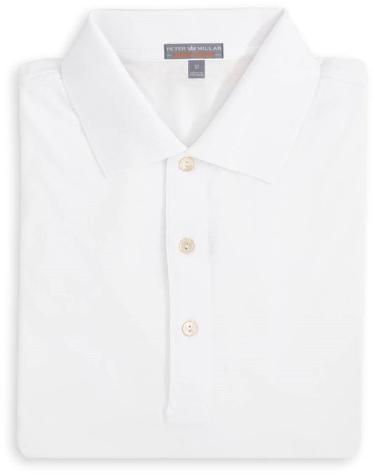 Peter Millar Solid Stretch Jersey Polo with Knit Collar in White