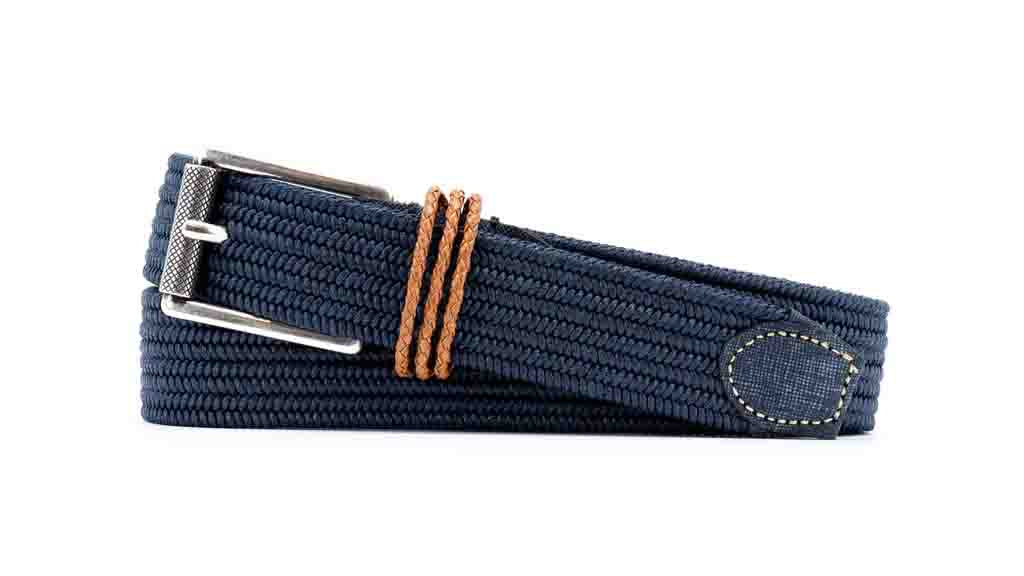 Martin Dingman Riviera Braided Italian Waxed Cotton and Elastic Belt in Navy